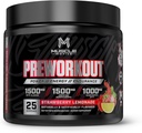 Pre Workout Powder with Beta Alanine, Creatine Monohydrate, BCAA, L Citrulline, L Arginine and Caffeine - Strawberry Lemonade Flavor - 25 Servings