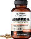 Ashwagandha Organic Extra Strength Supplement with Black Pepper for Stress & Mood Support, Energy 300mg Extract (Equivalent 3000mg Herb), 100 Capsules