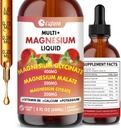 Triple Magnesium Complex 900 mg Liquid, Magnesium Glycinate, Citrate, Malate with Potassium, Calcium, Vitamin B6 for Adults - Vegan, Non-GMO, Gluten Free - 2 Fl Oz