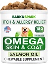 BARK&SPARK Omega 3 for Dogs - 180 Fish Oil Treats for Dog Shedding, Skin Allergy Chews, Itch Relief, Hot Spots Treatment - Joint Health - Skin and Coat Supplement - EPA & DHA Fatty Acids - Salmon Oil