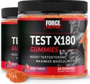 Force Factor Test X180 Gummies Testosterone Booster for Men with Tongkat Ali, Horny Goat Weed, Tribulus Terrestris, Fenugreek, Black Maca, Testosterone Supplement for Men, Berry Punch, 120 Gummies