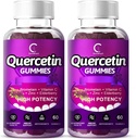 Quercetin Gummies - Quercetin with Bromelain, Vitamin C, Zinc & Elderberry, Extra Strength Immune System Booster, Lung Support Supplement for Adults Kids - 60 Quercetin Gummies (2 Pack)