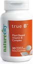 NatureCity True-B Plant-Based Super B Vitamin Complex Supplement |Made from Certified Oraganic Whole Food Plant Sources with Active Folate and Vitamin B12 - (30 Veggie Capsules)