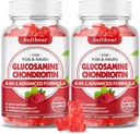 softbear Glucosamine Chondroitin Gummies Sugar Free, Extra Strength Glucosamine Chondroitin Supplement for Natural Joint Support, Raspberry Flavored 120 Count
