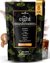 KIKI Green 8 Mushrooms Powder Extract - Supplement Blend 8 oz - Lion's Mane, Reishi, Chaga, Cordyceps, Maitake, Shiitake - for Focus and Energy - Add to Coffee and Smoothies