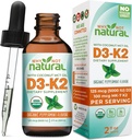 Why Not Natural Organic Vitamin D3 K2 (MK-7) Liquid Drops, 5000 IU of sublingual D3 with Coconut MCT Oil, for Strong Bones and Teeth, Heart and Immune Support
