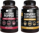 PURE ORIGINAL INGREDIENTS Cayenne Pepper & Turmeric Curcumin (365 Capsules), No Magnesium Or Rice Fillers, Pure, Lab Verified