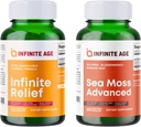 INFINITE AGE Wellness Bundle - Sea Moss Advanced 1250mg, Infinite Relief Joint Support Supplement 250mg - Made in The USA