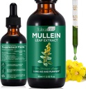 Mullein Drops for Lungs, Mullein Leaf Extract for Lungs, Natural Mullein Herbal Supplements, Mullein Chlorophyll Drops for Lungs, Lung Cleanse for Smokers - 2.02 fl oz