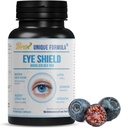 Eye Shield Supplement with Bilberry Extract, Lutein, Zeaxanthin, Astaxanthin, and Beta-Carotene - Supports Dry Eyes, Vision Health, and Night Vision, 90 Veg Capsules