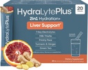 Hydralyte Liver Support + Electrolyte Mix with Milk Thistle, Turmeric, Ginger, Prickly Pear, Green Tea Extract Formulated for Rapid Rehydration (Blood Orange Ginger, 20 Packets)