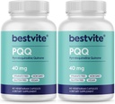 BESTVITE PQQ 40mg (Pyrroloquinoline Quinone) (120 Vegetarian Capsules) (60 x 2) - No Stearates - Vegan - Non GMO - Gluten Free