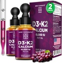 [2 𝐏𝐚𝐜𝐤] Liquid Vitamin D3 K2 Drops with Calcium for Adults | Vitamin D3 10,000 IU | D3 K2 with Calcium for Bone Health & Immunity Support | Joint Health Supplement | Non-GMO | Vegan