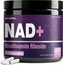 NAD+ Supplement - Nicotinamide Riboside, Resveratrol, Liposomal NAD Plus 900mg for Men and Women, NR Supplement for Energy Anti-Aging Focus, 80 Capsules