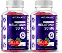Vitamatic Sugar Free Melatonin 30mg per Gummy - 60 Servings - 60 Vegetarian Gummies - Non-Habit Forming Supplement (60 Count (Pack of 2))