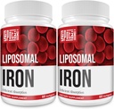 Liposomal Fe Iron Supplement for Women, 65 mg Iron Supplement with Folic Acid & Vitamin B12 for Men, Daily Blood & Energy Support for Adults Iron Deficiency 60 Softgels (2 Bottle)