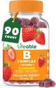 Lifeable Vitamin B Complex Gummies for Adults | with Vitamin C | Great Tasting Vitamin B Gummies | for Energy and Nerve System | Vegan B Complex Vitamins for Women, Men | 90 Gummies