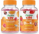 Lifeable Calcium with Vitamin D Kids + Vitamin D3 + Vitamin K2 Kids, Gummies Bundle - Great Tasting, Vitamin Supplement, Gluten Free, GMO Free, Chewable Gummy