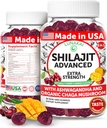 Lunakai USA Made Pure Shilajit Gummies 1200mg with Ashwagandha & Chaga - Himalayan Shilajit for Men & Women, Energy & Vitality Support, 60ct
