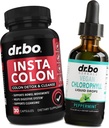 Colon Cleanser Detox & Chlorophyl Liquid Drops - 15 Day Colon Cleanse Pills with Ginger, Liquid Chlorophyll Drops Body Odor Internal Deodorant - Poop Bowel Movement Supplements Intestinal Gut Support