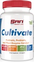 SAN's Cultivate Prebiotic-Probiotic, Multi-Strain Probiotics & Synergistic Prebiotics with Digestive Enzymes - Designed for Digestive Health, Supporting Gut Microbiome - for Women & Men, 96 Capsules
