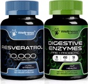 WELLNESS LABSRX Resveratrol Capsules 10,000mg - Digestive Enzymes 450mg