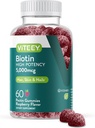 Viteey Biotin Gummies for Hair Skin and Nails - Biotin for Hair Growth Gummies - 5000 mcg - Vegan, Gluten-Free, Non-GMO – 60 Count