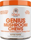 The Genius Brand Genius Mushroom - Plant-Based Supplement for Immune, Focus & Energy Support - Lion's Mane, Cordyceps & Reishi - Organic & Non-GMO - Butter Toffee - 60 Soft Chews