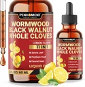 11in1 Wormwood Liquid Drops with Black Walnut Cloves, Vitamin C and D3 & 6 More - 2 FL OZ for 60 Days - Lemon Flavor