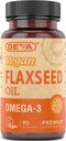 Deva Vegan Omega-3 Flaxseed Oil Supplement - 1000 MG Per Serving - Cold-Pressed & Unrefined - Fish Oil Alternative - with Omega-3 ALA - 90 Capsules, 12-Pack