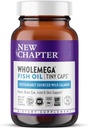 New Chapter Wholemega Fish Oil Supplement, Tiny Capsules, 2000mg per Serving, Clinically Proven Wild Alaskan Salmon Oil with Omega-3 + Vitamin D3 + Astaxanthin, 500mg Each - 90 Count