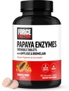 FORCE FACTOR Papaya Enzymes Complex, Digestion Supplement and Bloating Relief with Amylase and Bromelain, Support Healthy Digestion, Sugar Free, Non-GMO, Tropical Fruit Flavor, 180 Chewable Tablets