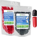 XPRS Nutra Size 1 Gelatin Separated Capsules - 500 Count Empty Pill Capsules Separated in Bags - Pills Empty for DIY Supplement Filling (Black/Red)
