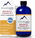 HoneyCombs Vitamin B2 Riboflavin Supplement Liquid Drops - High Potency Vitamin B2 for Men & Women - Maintain Healthy Digestion, Nervous System, Hair, Skin, Nails - Vegan Liquid Vitamins (8 Fl oz)