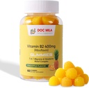 Vitamin B2 Gummies for Adults and Kids - Riboflavin Plus CoQ10 and Vitamin C - Migraine Relief Supplement (400mg, Pineapple)