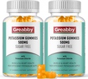 Potassium Gummies, Potassium Chloride 500mg for Adults, Sugar-Free Potassium Supplement, Muscle Relief & Heart Health for Women Men, Electrolyte Balance, Efficient Potassium Supply, 120 Servings