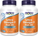 NOW Supplements, Ultra Omega-3 Molecularly Distilled and Enteric Coated, 90 Softgels (Pack of 2)
