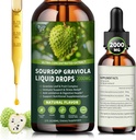 Soursop Graviola Liquid Drops 2000mg, Organic Soursop Extract - 98% Absorption Soursop Bitters Liquid for Cell Support & Regeneration and Immune Boost, Sugar/Gluten Free, Natural Flavor, 2 Fl Oz