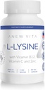 L-Lysine Supplement with Vitamin B12 + C + Zinc for Lip, Mouth, and Oral Tissue Health - Enhanced Wellness Support - Non-GMO, Gluten-Free - Made in USA - 60 Vegetable Capsules, 500mg