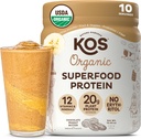 KOS Vegan Protein Powder, Chocolate Peanut Butter - Low Carb Pea Protein Blend, USDA Organic Superfood with Vitamins & Minerals - Keto, Soy, Dairy Free - Meal Replacement for Women & Men - 10 Servings