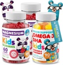 DR. MORITZ Calm Magnesium Gummies for Kids (60 Count, 2 Pack) and Kids Omega 3 Gummies (90 Count) Bundle - Low Sugar, Vegetarian, No Fish Oil