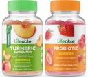 Lifeable Turmeric Curcumin + Probiotic 2 Billion CFU, Gummies Bundle - Great Tasting, Vitamin Supplement, Gluten Free, GMO Free, Chewable Gummy