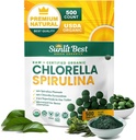 Sunlit Best Chlorella Spirulina Tablets - Organic USDA, Premium Spirulinas and Chlorella Capsules 500 Pills - Chlorellas Natural Superfood with Spirulina Algae, Enzymes Chlorophyll & Vegan Protein