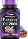 tnvitamins Organic Flaxseed Oil Softgels: 2000 mg - 90 Softgels | High in Omega-3 Fatty Acids | Flaxseed Oil Supplement for Women & Men | Non-GMO