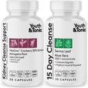 Youth & Tonic 15 Day Colon & Kidney Cleanse — Supports Occasional Constipation & Bloating; Urinary Tract Health — Senna & Cranberry — 60 Pills for Men & Women