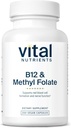 Vital Nutrients Vitamin B12 & Methyl Folate | Vegan Methylated Folate & B12 Supplement | 5-MTHF Plus B12 Supports Nervous System & Metabolism* | Gluten, Dairy, Soy Free | 200 Capsules