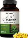 NatureBell Oregano Oil 7,500mg with Black Seed Oil, 360 Softgels | 360-day Supply Essential Oils for Immune Health | Retains High Concentrated Carvacrol & Thymoquinone – Non-GMO
