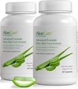 AloeCure Organic Aloe Vera Capsules, 160,000mg Inner Aloe Leaf Equivalent per Serving, Support Gut, Digestive, & Immune Health, Helps Maintain Balanced Stomach Acidity, Aloin Free, 60Caps x 2Btl