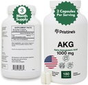 PRISTINE'S AKG Capsules 1000mg 90 Day Supply Energy Support & Anti Aging Supplement - Lean Mass & Longevity Support - Lung Health & Sports Nutrition Supplement