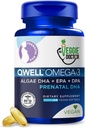 Vegan Prenatal Vitamins with DHA (60 Count) Omega-3 - Qwell Better Than Fish Oil, Brain Function - 820 Mg Algae DHA & EPA, Vegan Prenatal Vitamins with Vitamin E, Carrageenan-Free